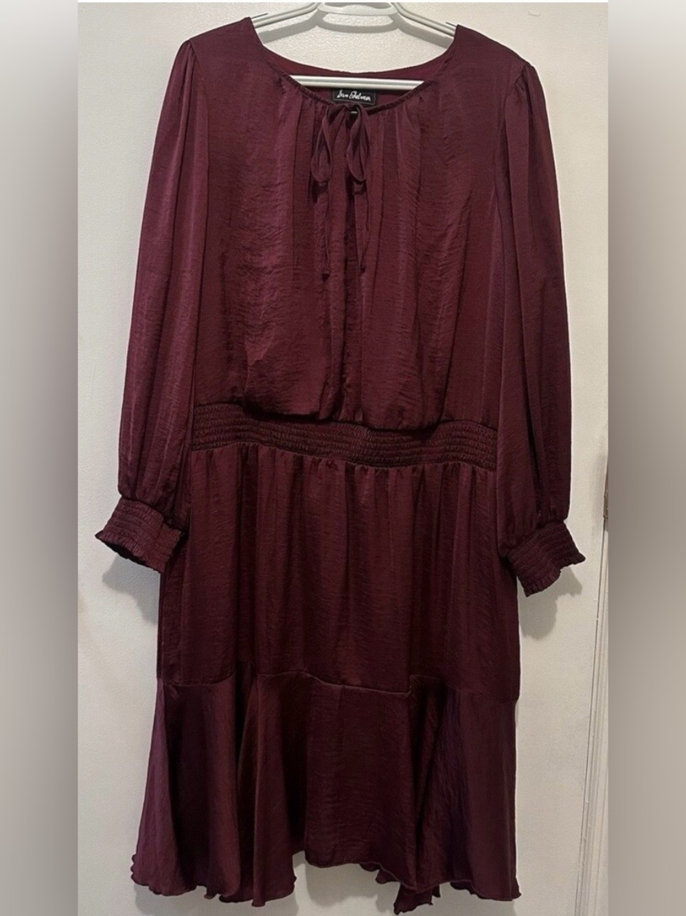 Sam Edelman Burgundy Long Sleeve Midi Dress